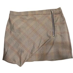 Forever 21 Mini Skirt L Plaid Brown Tan Rust Black Y2K Retro Schoolgirl Grunge